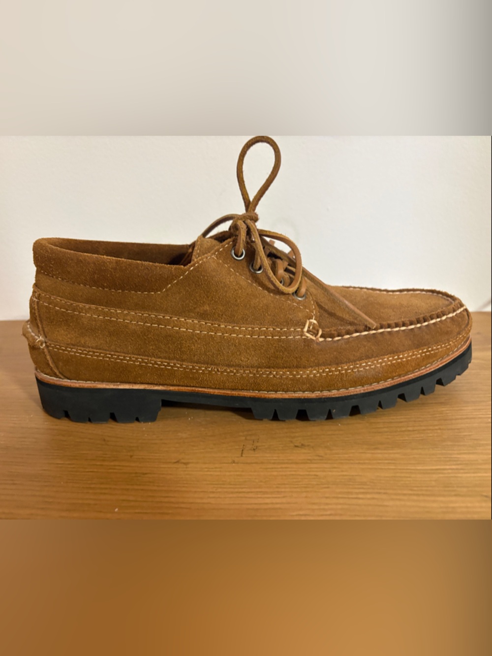 J. Crew Men's Suede Moc Toe Work Shoes with Vibram Lug Sole